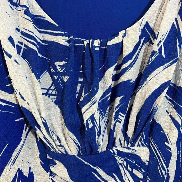 Alfani Blouse Plus 3X Abstract Pattern Stretch Gathered Ruched Waist Pullover - Picture 8 of 8